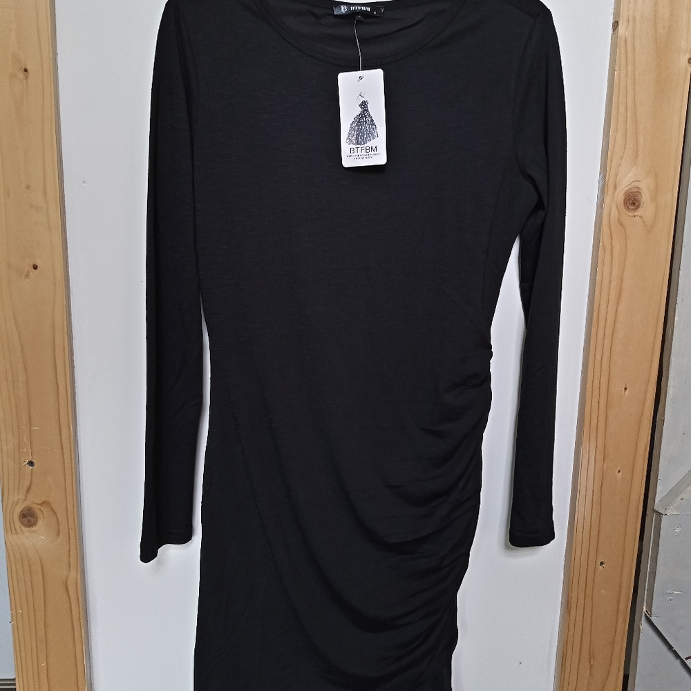 🍁NWT t-shirt dress long sleeve rouched sz sm